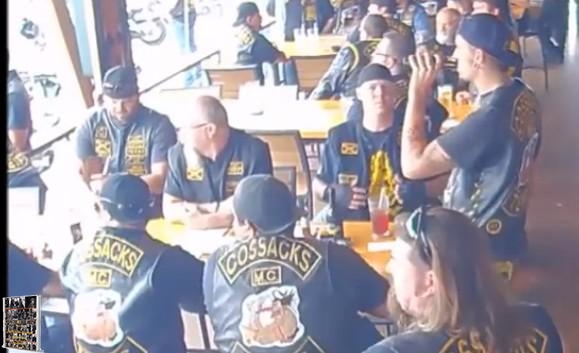 Cossacks seated at every spot on the patio in Twin Peaks on 5-17-15 around 11:30am